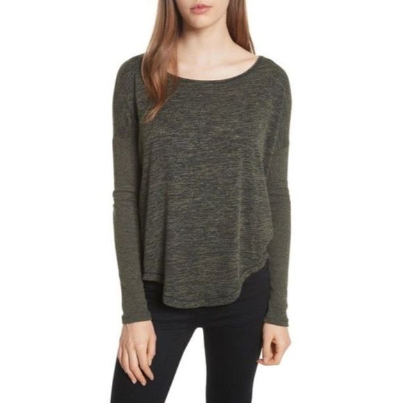 Rag & Bone/JEAN Amelie Long Sleeve Top Relaxed Fit Heathered Olive XXS NWT - Picture 7 of 7